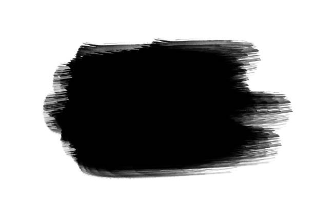 istock Black water color patches graphic brush strokes design effect element for background 949366468