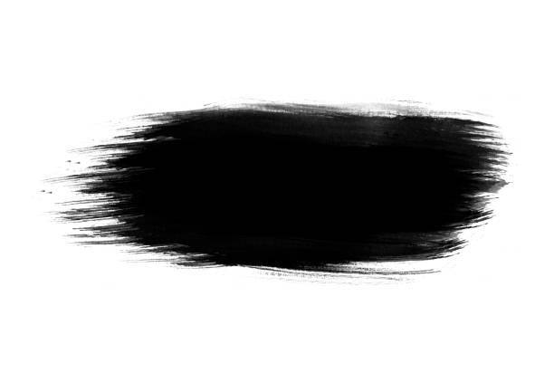 istock Black water color patches graphic brush strokes design effect element for background 949366488
