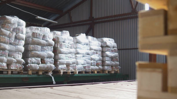 istock Different bags and boxes inside a storage food warehouse 949369710