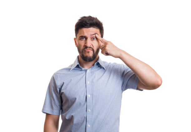 istock Man in shirt showing gestures and emotions 949370228