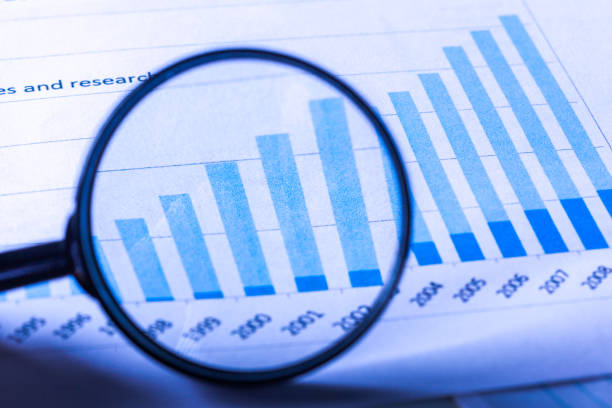 istock Magnifying glass and business growth graph 949371448