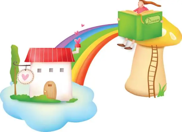 Vector illustration of RAINBOW DREAM HOUSE