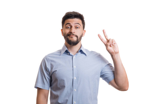 istock Man in shirt showing gestures and emotions 949374078