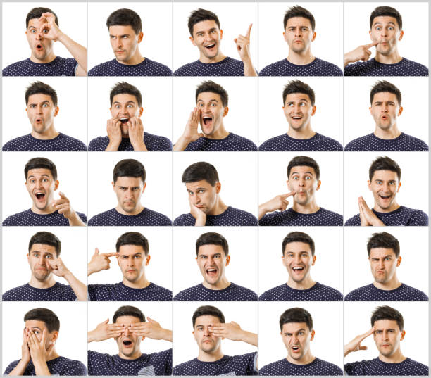 ensemble d’expressions du visage hommes - people smiling variation multiple image photos et images de collection