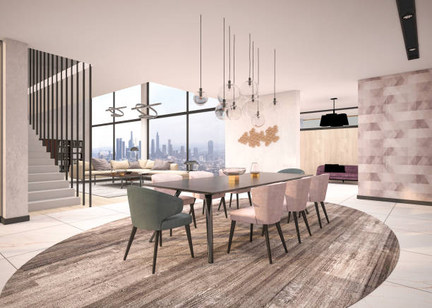 Luxury House, modern living and dining room
