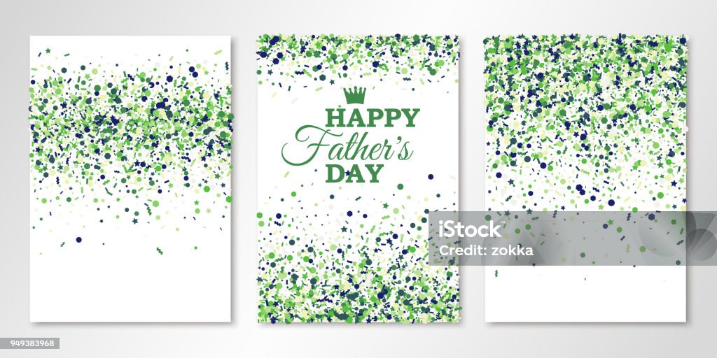 Banners conjunto con confeti verde sobre blanco. Vector flyer diseño de plantillas para tarjetas de invitación día de las padres, folletería, certificados. Todos en capas y aislado - arte vectorial de Golf libre de derechos