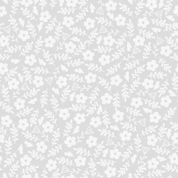 Vector illustration of Seamless background of small cute flowers.