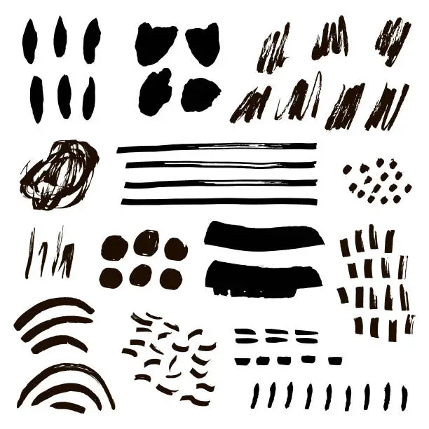 Vector illustration of Set of hand drawn ink elements.
