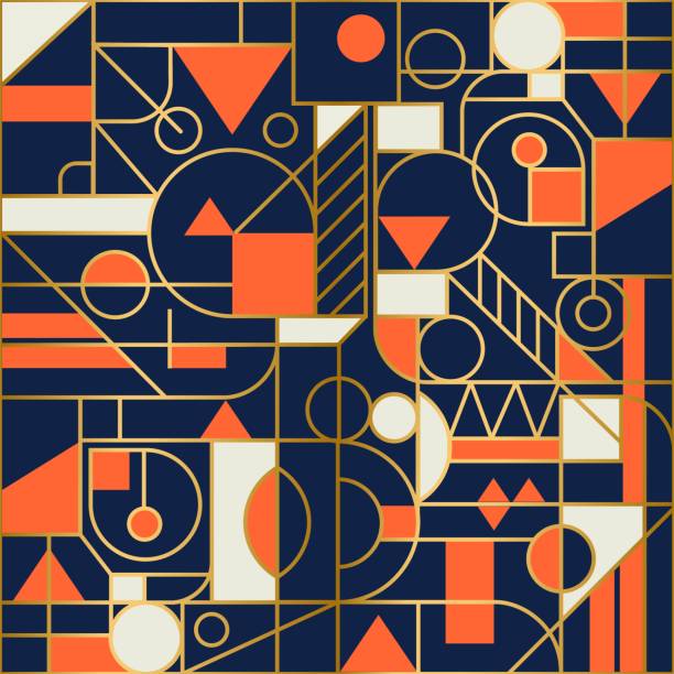 ретро геометрический абстрактный бесшовный фоновый дизайн. современный узор. - backgrounds multi colored ornate pattern stock illustrations