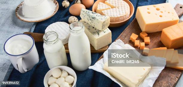 Verschiedene Arten Von Milchprodukten Stockfoto und mehr Bilder von Milchprodukte - Milchprodukte, Milch, Käse