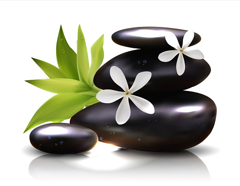 Spa stones with frangipani flower