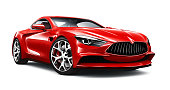 3D illustration of Generic Red Sports Car on white