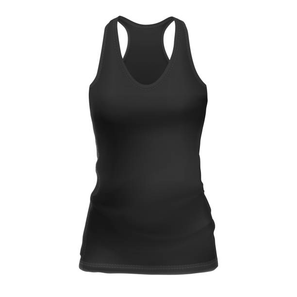 vector mock-up black damska koszula bez rękawów z przodu - tank top obrazy stock illustrations