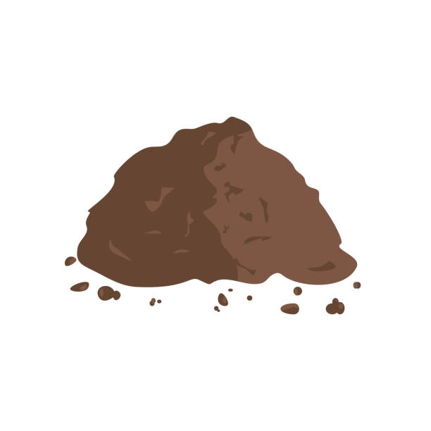 Pile of Ground or Compost Organic fertilizer. Pile of ground or compost. Vector illustration flat design animal dung stock illustrations