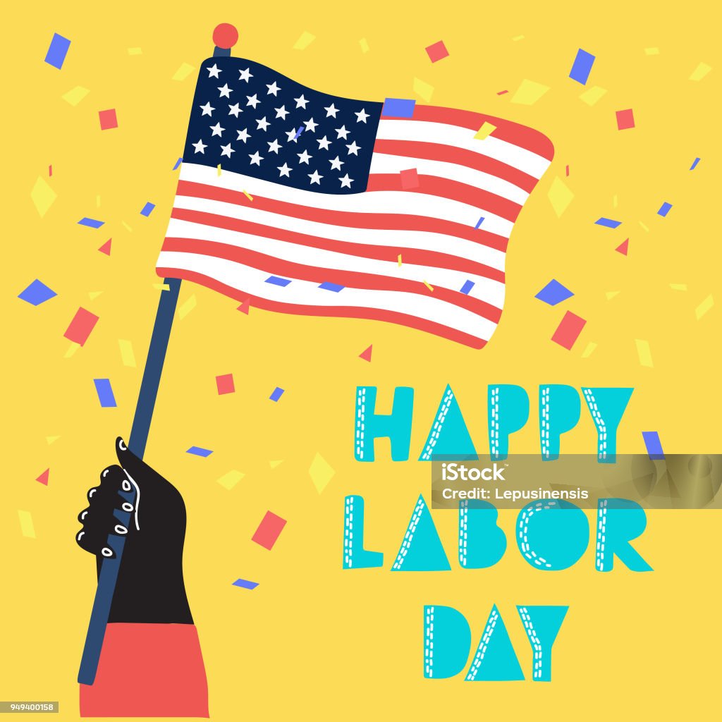 Happy labor day background design, vector illustration. American Flag stock vector