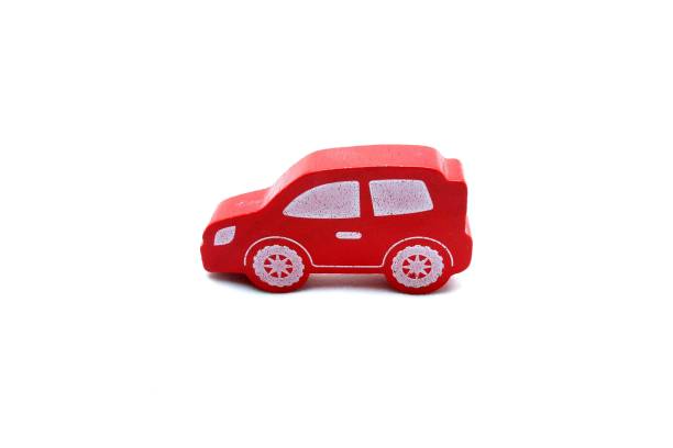 istock Red Wooden Car Toy Isolated on White Background. 949403454
