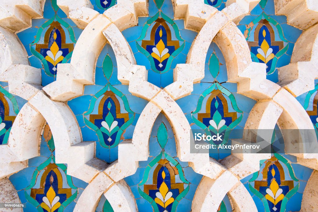 Moroccan tile with traditional patterns, Colorful Moroccan tiles Morocco Stock Photo