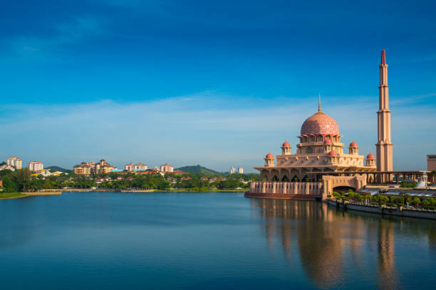 Putra Mosque or pink masjid in Putrajaya, Malaysia. stock photo