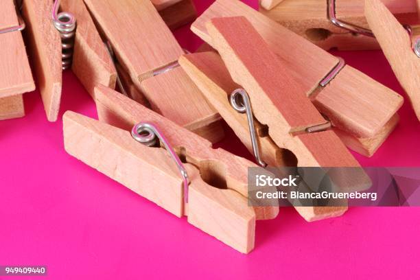 Wooden Clothespins Stock Photo - Download Image Now - Clamp, Clip - Office Supply, Close-up