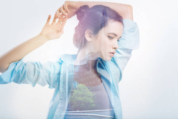 istock Calm person putting arms above the head and looking down 949409544