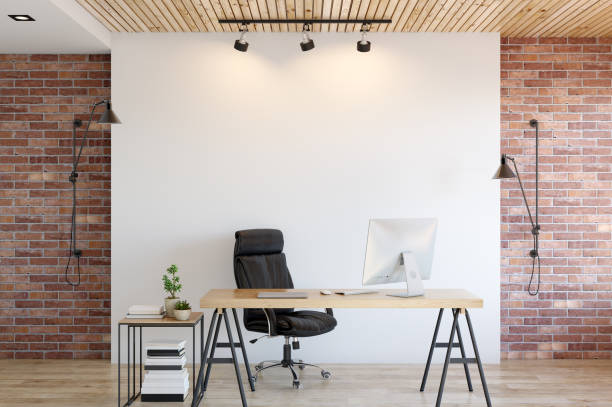 istock Office wall mock up interior. Wall art in Scandinavian style. 3d rendering, 3d illustration 949412752