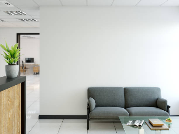 istock Office wall mock up interior. Wall art in Scandinavian style. 3d rendering, 3d illustration 949412762