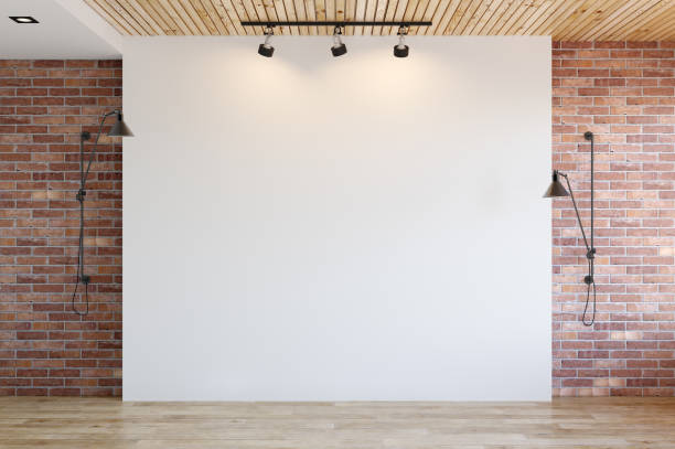 istock Office wall mock up interior. Wall art in Scandinavian style. 3d rendering, 3d illustration 949412782