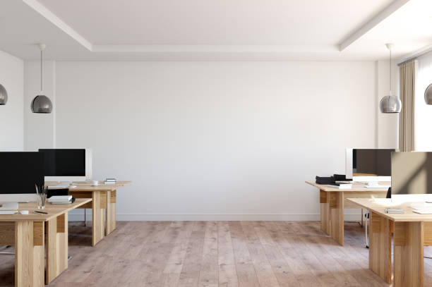 istock Office wall mock up interior. Wall art in Scandinavian style. 3d rendering, 3d illustration 949412792