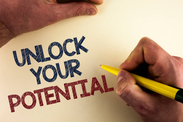 istock Word writing text Unlock Your Potential. Business concept for Reveal talent Develop abilities Show personal skills written by man on plain background holding Pen in Hand. 949417488