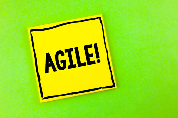 istock Handwriting text Agile Motivational Call. Concept meaning Develop an agility towards technological chnage written on Yellow Sticky Note Paper on the plain background. 949421306