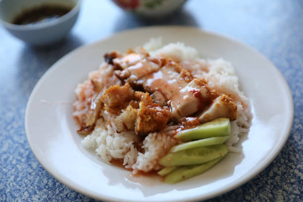 istock Crispy roast pork with rice , Thai food 949427214