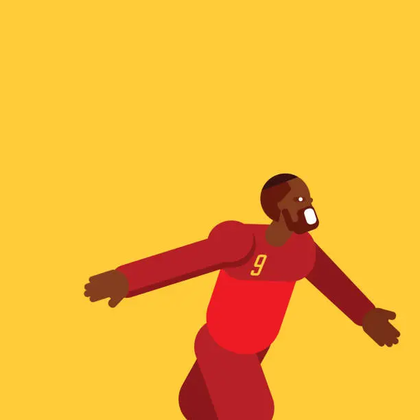 Vector illustration of Belgium football player fly celebrate template