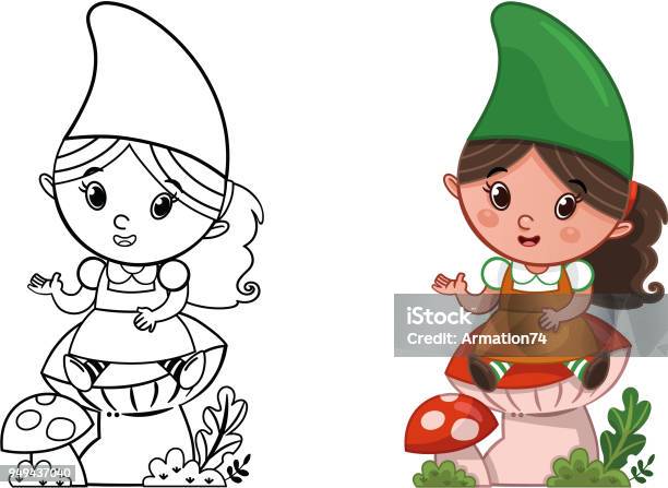 Cartoon Gnome Character Stock Illustration - Download Image Now - Gnome, Coloring, Child