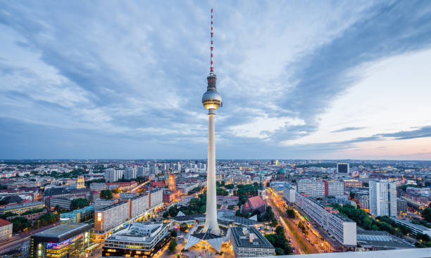 istock Berlin skyline panorama with TV tower at Alexanderplatz at night, Germany 949437096