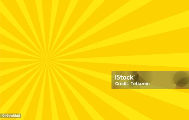 Abstract Background With Cartoon Rays Of Yellow Color Template For Your Projects The Cartoon Sun Flat Style Stock Illustration - Download Image Now