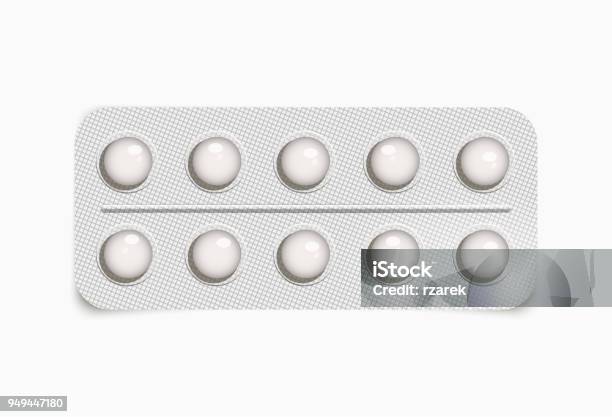 Vector Realistic Blister With White Pills Isolated On Transparent Background Stock Illustration - Download Image Now