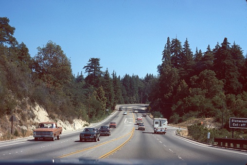 Washington State, USA, 1976. Highway with cars in Washington state.