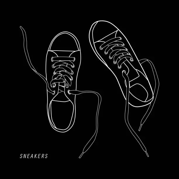Vector illustration of illustration of shoes isolated on black