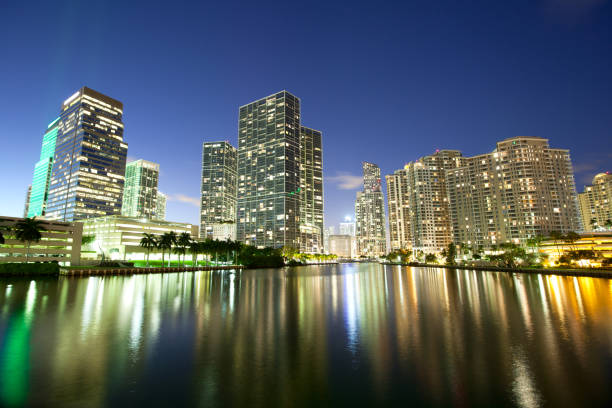 istock Skyline of downtown and Brickell Key at night 949457724