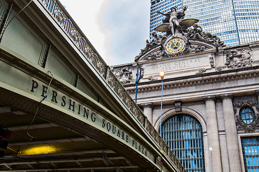 An overpass at the Pershing Square at the main entrance to the Grand Central terminal in New York City.