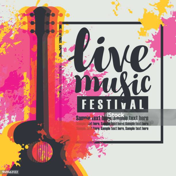 Poster For A Live Music Festival With A Guitar Stock Illustration - Download Image Now - Guitar, Music Festival, Music