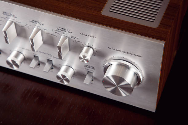 istock Vintage Stereo Amplifier Metal Frontal Panel Volume Control Knob 949474962