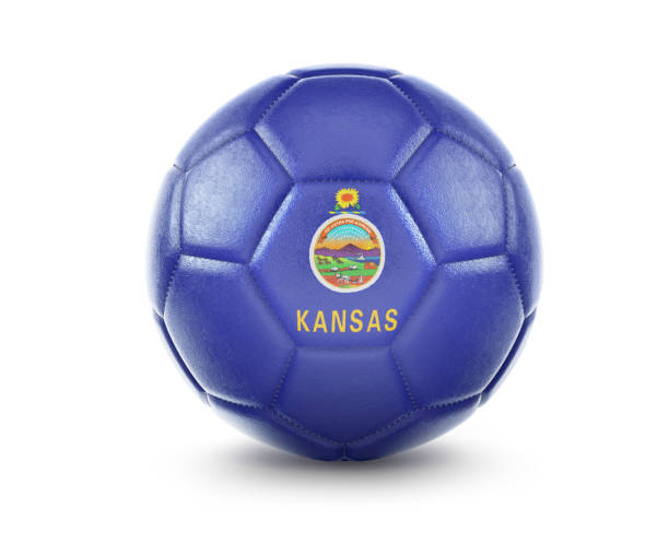 High qualitiy soccer ball with the flag of Kansas rendering.(series) High qualitiy rendering of a soccer ball with the flag of Kansas.(series) kansas football stock pictures, royalty-free photos & images