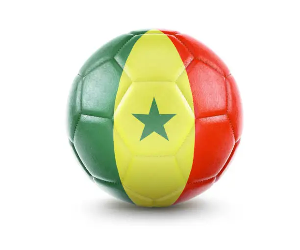 Photo of High qualitiy soccer ball with the flag of Senegal rendering.(series)