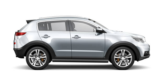 3D illustration of Generic SUV car - side view 3D illustration of Generic compact SUV - rendered om white background clipping path stock pictures, royalty-free photos & images