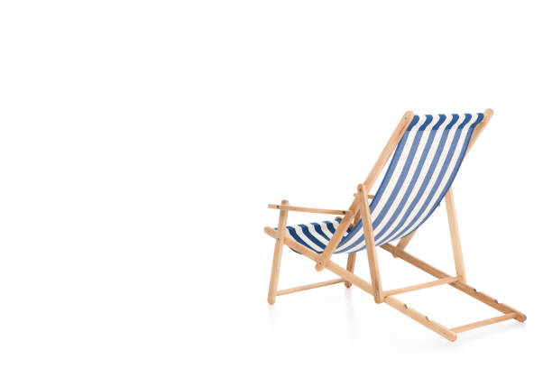 istock rear view of one beach chair, isolated on white 949489662