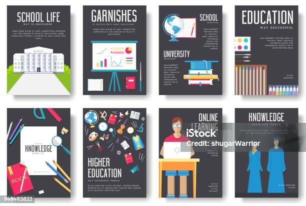 Back To School Information Cards Set Student Template Of Flyear Magazines Posters Book Cover Banners College Education Infographic Concept Background Layout Illustrations Modern Pages Stock Illustration - Download Image Now