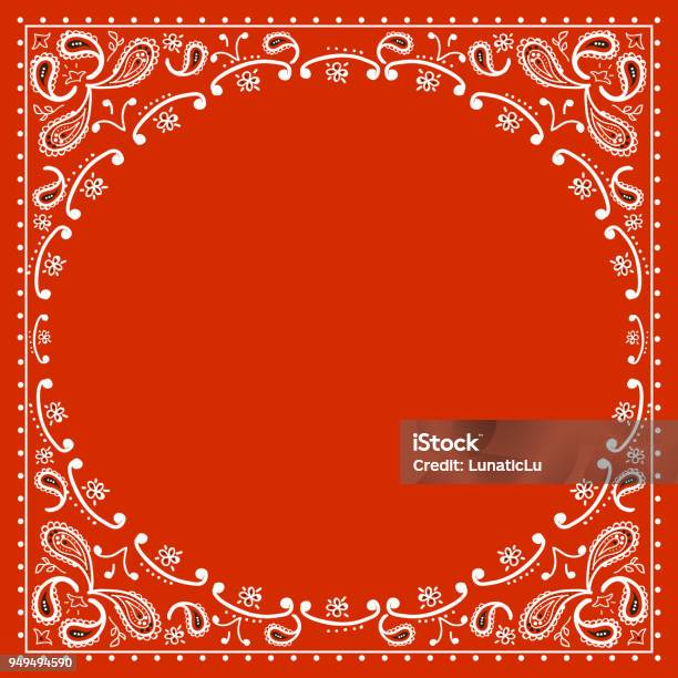 Red Cowboy Bandanna Stock Illustration - Download Image Now - Bandana, Pattern, Cowboy