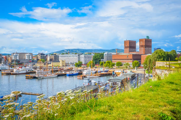 Oslo a city in the fjord stock photo