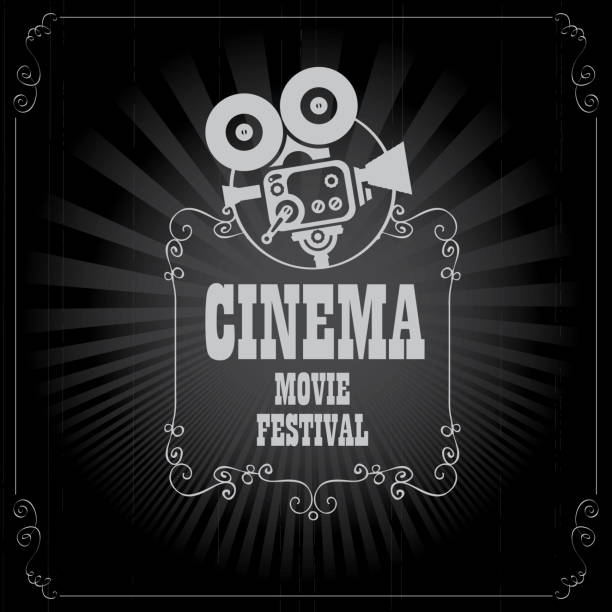 illustrazioni stock, clip art, cartoni animati e icone di tendenza di poster per il cinema film festival con vecchia macchina fotografica - movie time